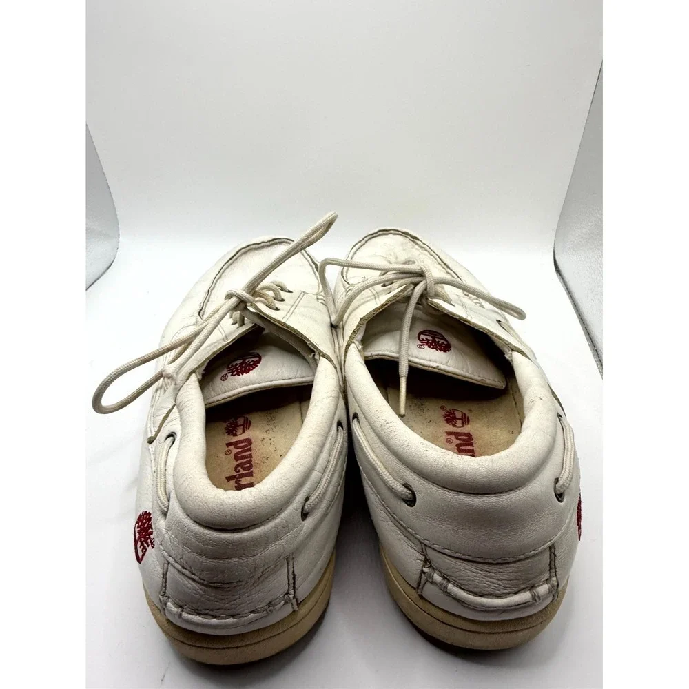 Timberland Newport Bay Mens 10 M Cloud White Leather Low Top‎ Lace Up Boat Shoes